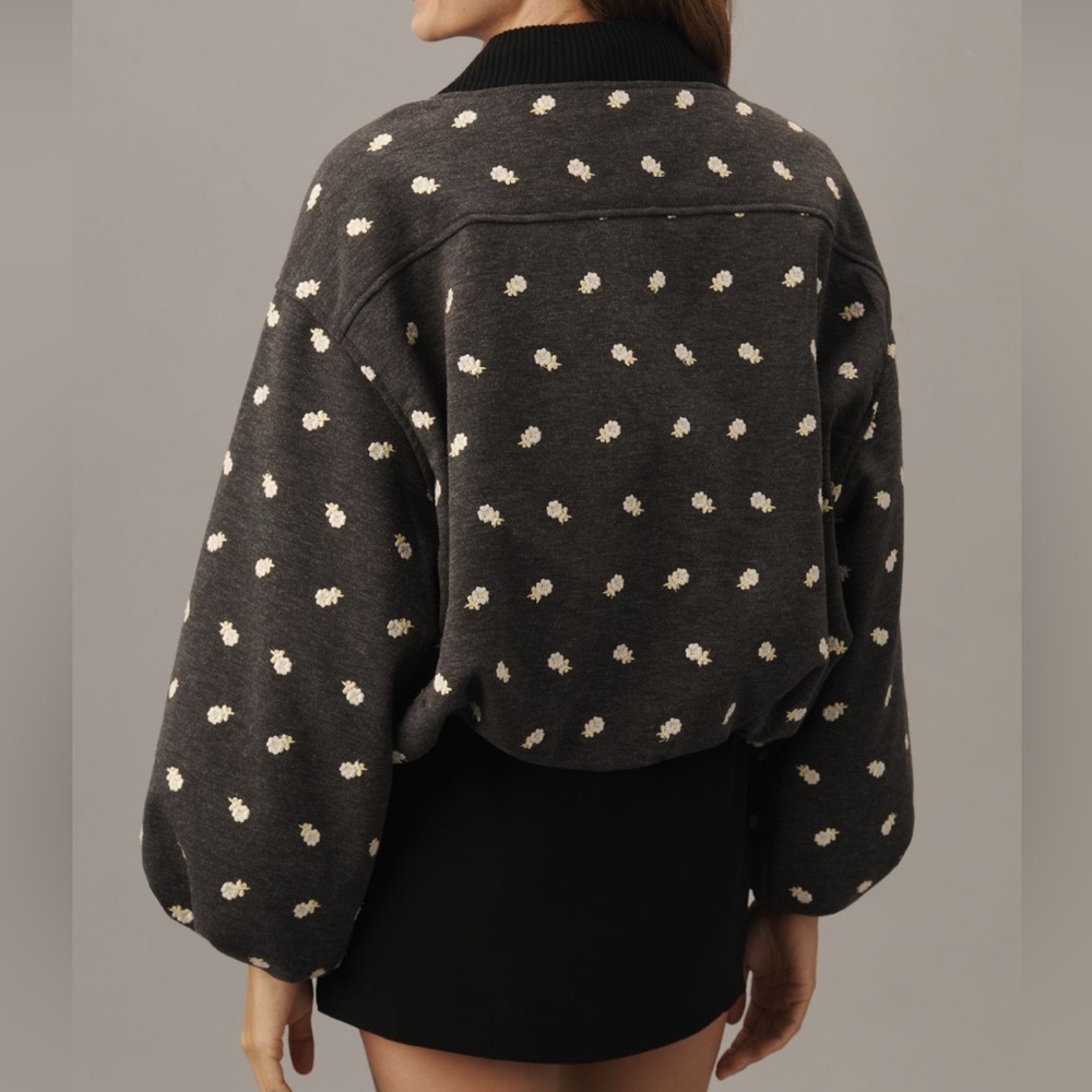 Anthropologie Maeve Embroidered Plush Bubble Coat - Picture 4 of 7